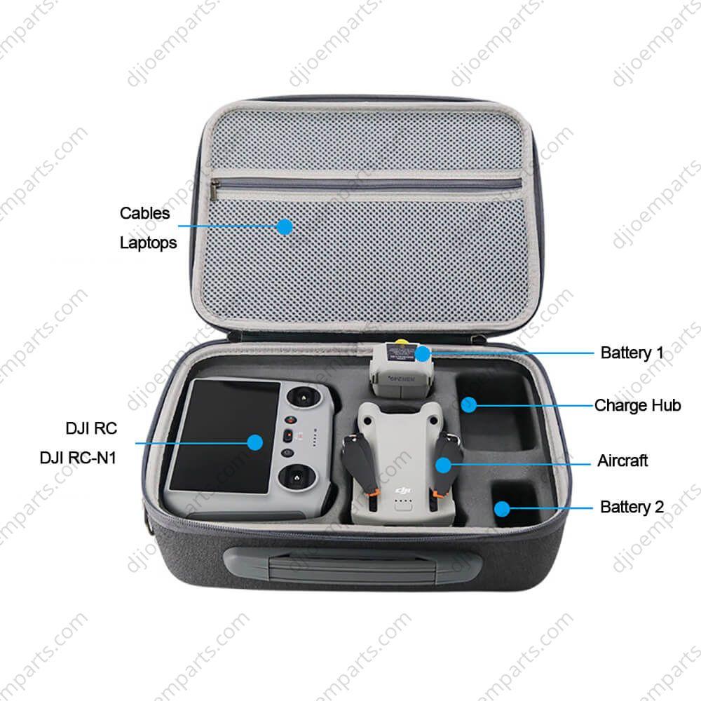 YUEMING Mini 3 Pro Étui Portable Cuir PU - Sac Transport DJI Mini 3 / Mini 3 Pro Gris - Protection Complète